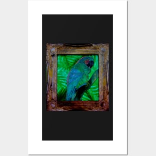 TROPICAL PARROT IN ORNATED GOLD FRAME DECO POSTER ART PRINT Posters and Art